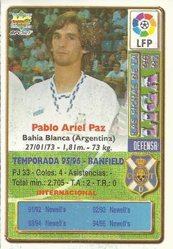 1996-97 Mundicromo Sport Las Fichas de La Liga - Ultima Hora #84 Pablo Paz Back