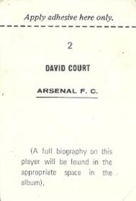 1969-70 FKS Publishers Wonderful World of Soccer Stars #2 David Court Back