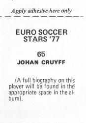 1977 FKS Euro Soccer Stars '77 #65 Johan Cruyff Back