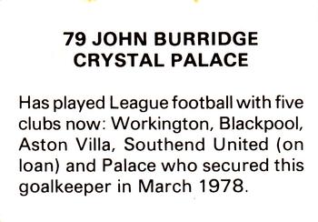 1979-80 FKS Publishers Soccer Stars 80 #79 John Burridge Back