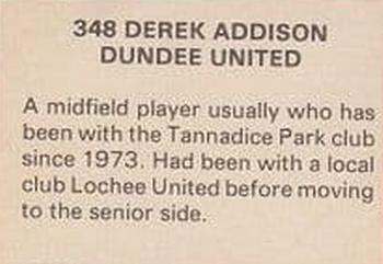 1979-80 FKS Publishers Soccer Stars 80 #348 Derek Addison Back