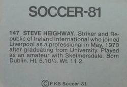 1980-81 FKS Publishers Soccer-81 #147 Steve Heighway Back