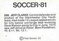 1980-81 FKS Publishers Soccer-81 #258 Jeff Clarke Back