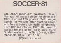1980-81 FKS Publishers Soccer-81 #335 Alan Buckley Back