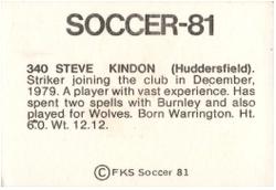 1980-81 FKS Publishers Soccer-81 #340 Steve Kindon Back