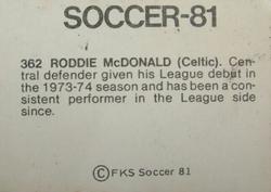 1980-81 FKS Publishers Soccer-81 #362 Rod McDonald Back