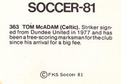 1980-81 FKS Publishers Soccer-81 #363 Tom McAdam Back