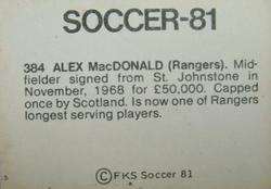 1980-81 FKS Publishers Soccer-81 #384 Alex MacDonald Back