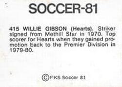 1980-81 FKS Publishers Soccer-81 #415 Willie Gibson Back