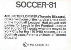 1980-81 FKS Publishers Soccer-81 #433 Peter Lorimer Back
