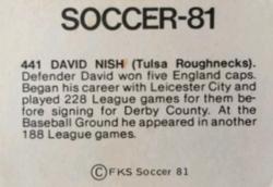 1980-81 FKS Publishers Soccer-81 #441 David Nish Back