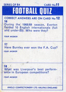 1969-70 Anglo Confectionery Football Quiz #11 Andy Provan Back