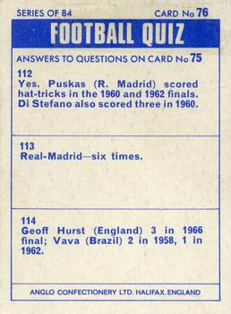 1969-70 Anglo Confectionery Football Quiz #76 Joe Baker Back