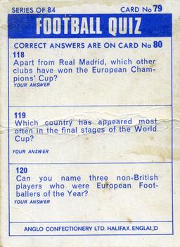 1969-70 Anglo Confectionery Football Quiz #79 Denis Law Back