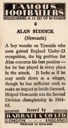 1965-66 Barratt & Co. Famous Footballers (A13) #6 Alan Suddick Back