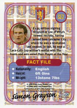1998 Futera Aston Villa Fans Selection - Special Edition Foil #SE2 Simon Grayson Back