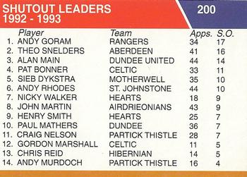 1993-94 Grandstand Footballers #200 Andy Goram / Theo Snelders / Alan Main Back