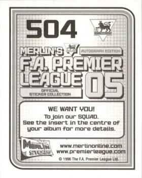 2004-05 Merlin F.A. Premier League 2005 #504 Mikael Nilsson Back