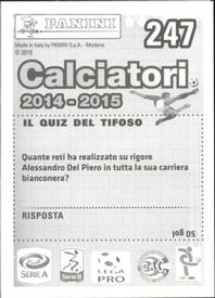 2014-15 Panini Calciatori Stickers #247 Patrice Evra Back