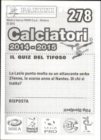2014-15 Panini Calciatori Stickers #278 Marco Parolo Back
