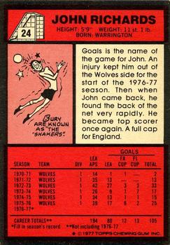 1977-78 Topps Footballer English (Red Backs) #24 John Richards Back