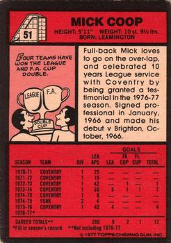 1977-78 Topps Footballer English (Red Backs) #51 Mick Coop Back