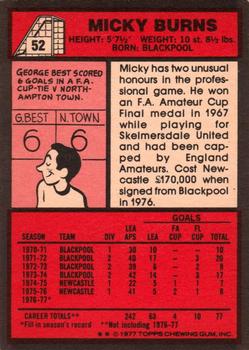 1977-78 Topps Footballer English (Red Backs) #52 Micky Burns Back
