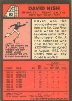 1977-78 Topps Footballer English (Red Backs) #93 David Nish Back