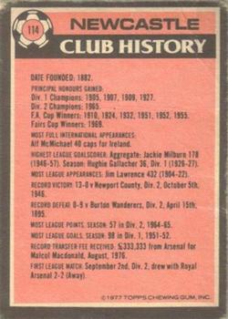 1977-78 Topps Footballer English (Red Backs) #114 Newcastle Team Leaders Back