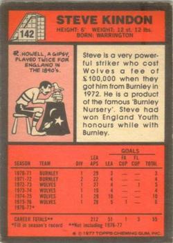 1977-78 Topps Footballer English (Red Backs) #142 Steve Kindon Back