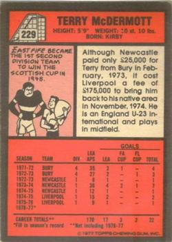 1977-78 Topps Footballer English (Red Backs) #229 Terry McDermott Back