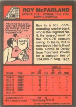1977-78 Topps Footballer English (Red Backs) #330 Roy McFarland Back