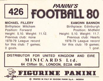 1979-80 Panini Football 80 (UK) #426 Eamonn Bannon / Michael Fillery Back