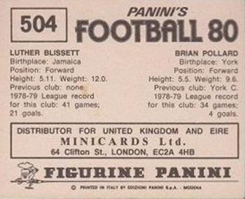 1979-80 Panini Football 80 (UK) #504 Brian Pollard / Luther Blissett Back
