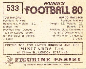 1979-80 Panini Football 80 (UK) #533 Murdo MacLeod / Tom McAdam Back