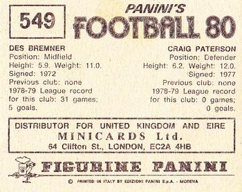 1979-80 Panini Football 80 (UK) #549 Craig Paterson / Des Bremner Back