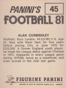 1980-81 Panini Football (UK) #45 Alan Curbishley Back