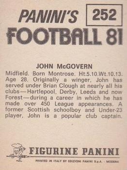 1980-81 Panini Football (UK) #252 John McGovern Back