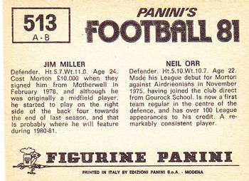 1980-81 Panini Football (UK) #513 Neil Orr / Jim Miller Back