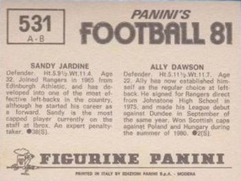 1980-81 Panini Football 81 (UK) #531 Sandy Jardine / Ally Dawson Back
