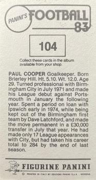 1982-83 Panini Football 83 (UK) #104 Paul Cooper Back