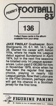 1982-83 Panini Football 83 (UK) #136 Jake Findlay Back