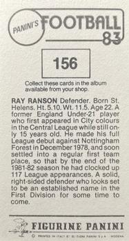 1982-83 Panini Football 83 (UK) #156 Ray Ranson Back