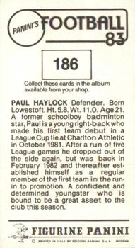 1982-83 Panini Football 83 (UK) #186 Paul Haylock Back