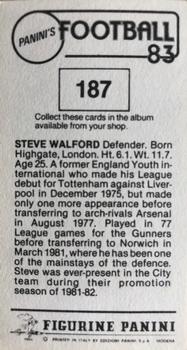 1982-83 Panini Football 83 (UK) #187 Steve Walford Back
