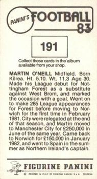 1982-83 Panini Football 83 (UK) #191 Martin O'Neill Back