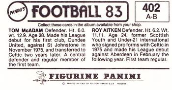 1982-83 Panini Football 83 (UK) #402 Roy Aitken / Tom McAdam Back