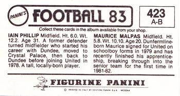 1982-83 Panini Football 83 (UK) #423 Maurice Malpas / Iain Phillip Back