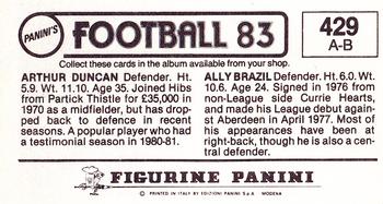 1982-83 Panini Football 83 (UK) #429 Ally Brazil / Arthur Duncan Back