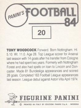 1983-84 Panini Football 84 (UK) #20 Tony Woodcock Back